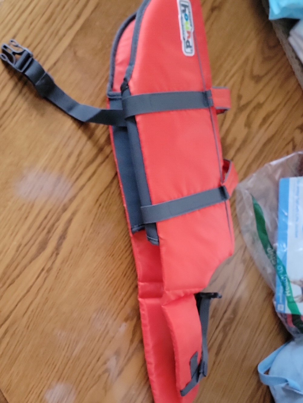 Orange Dog Life Jacket with Gray Straps Large